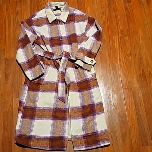 Womens Forever 21 plaid trench wool coat. Sz S